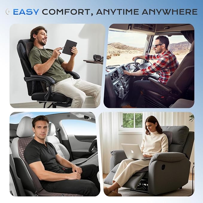 Coverado Summer Ventilated Car Seat Cushion, 12V-24V Dual Blowing & Suction Cooling Pad with 8 Turbo Fans, 3-Speed Adjustable Universal Fit for Car, SUV, Truck & Van - Brown