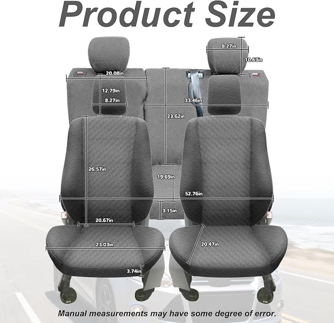 Front Knit Fabric Seat Covers for Ford Focus 2009 2010 2011 2012 2013 2014 2015 2016 2017 2018, Sponge Padding, Thickened Design, Easy to Install and Clean-Gray