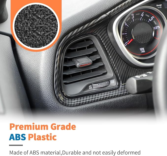 JeCar 13pcs Carbon Fiber Interior Trim Kit Overlay for 2015+ Dodge Challenger Interior Accessories