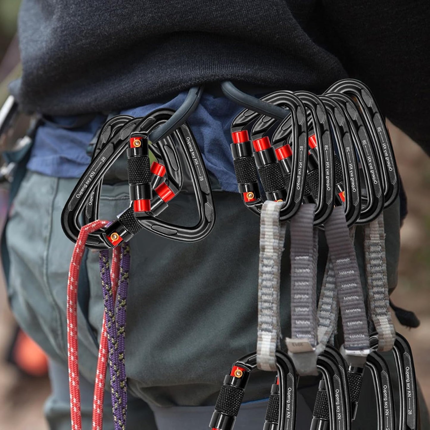 Auto Locking Carabiner Clips - 28KN (6172lbs) Heavy Duty Caribeaners ,2PCS Large Carabiner Clip for Keychains,Hammock,Camping, Gym, Hiking, Outdoor ,Dog Leash