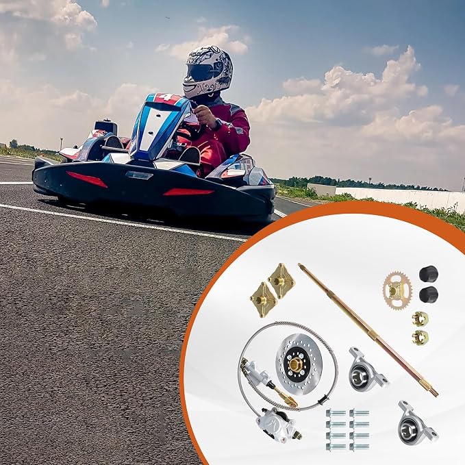 GXYWADY 32 Go Kart Rear Axle Kit with Shaft + Hub + Brake Master Cylinder Replacement for Go Kart ATV 32 Inch