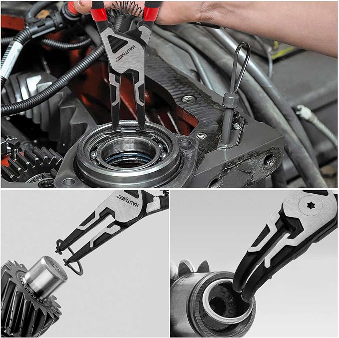 HAUTMEC 11Inch Long Reach Pliers Set Bundle with 7Inch Snap Ring Pliers Set