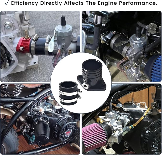 Performance PWK34 Carburetor Intake Manifold Kit for Predator 420cc 301cc GX390 GX340 GX270 Engine 11Hp 13Hp Mini Bike Go Kart Cart Lawnmower Water Pump Pressure Washer Parts Black