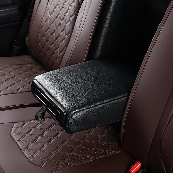 Huidasource Fit for Coffee Chevy Silverado/GMC Sierra Rear Seat Covers, Thickened Split Nappa Leather Truck Back Seat Cover 2007-2013&2019-2025 1500, 2020-2025 2500HD 3500HD Crew Cab WT LS LT