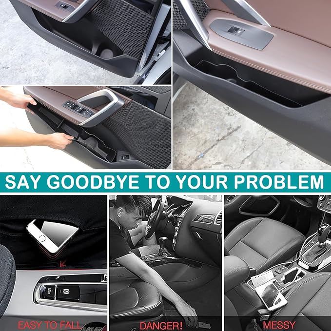 Ront/Rear Row Door Side Storage Box Compatible with BMW X1 iX1 / 2024 BMW X2 iX2 2022-2024 Armrest Phone Container Door Organizer ABS Tray Insert Glove Pallet Accessories (Front door+back door)