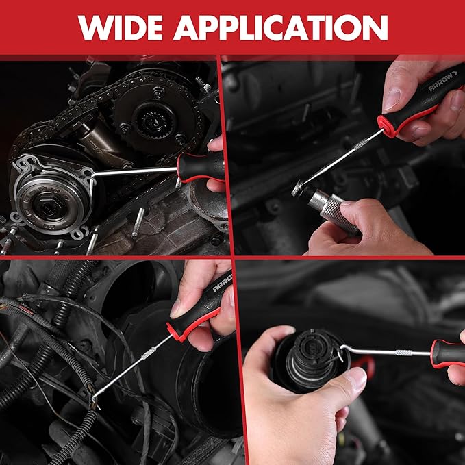 ARROW 7-Piece Hook and Pick Set with Storage Bag, Long & Mini Precision Pick Tool Set for Automotive Mechanic, O-Ring Removal Tool, Oil Seal, Gasket Puller, Hose Puller Picks
