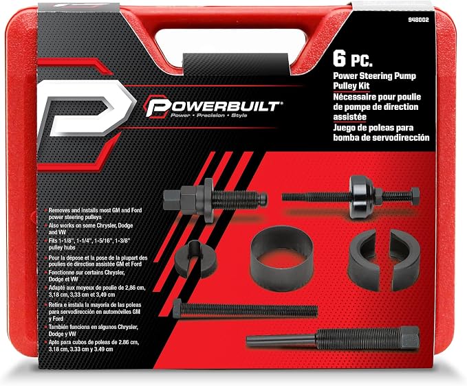 Powerbuilt Power Steering Pump Pulley Kit, Alternator Pulleys, Remove, Disconnect and Install, Adapters Included - 948002