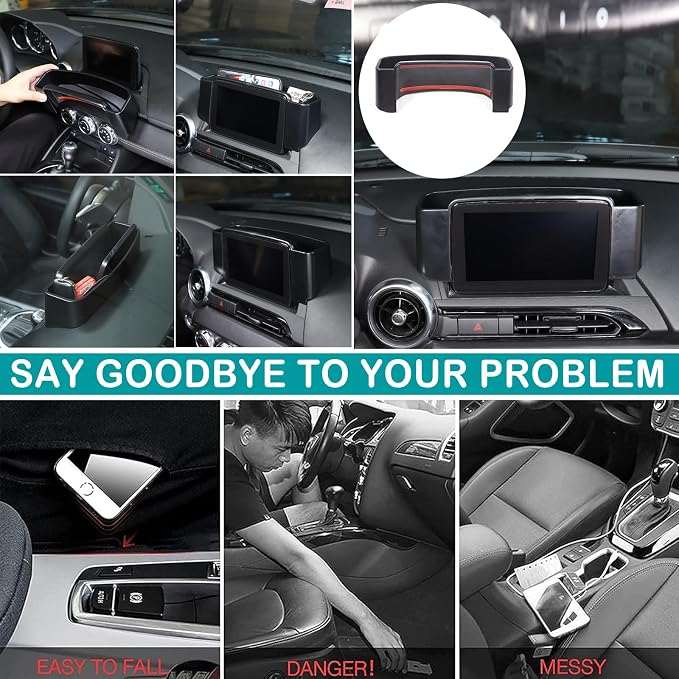 ABS Center Console Dash Storage Box Compatible with Mazda MX-5 ND 2015-2023 Navigation Screen Rear Insert Storage Tray Organizer Interior Accessories (Does not fit 2024 Mazda MX-5)