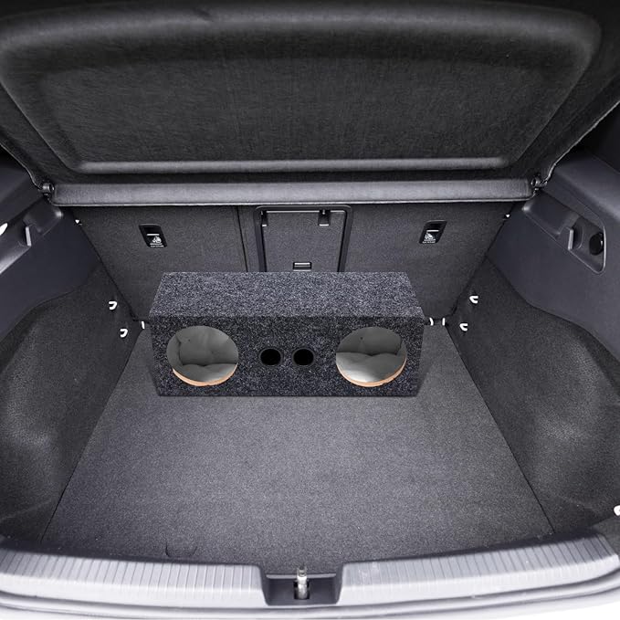 6.5 Inch Car Audio Enclosure Box, Sealed Covered Car Audio Vehicle Speaker Box with 2 Slot Port Vent for Improves Stereo and Sound System Accessories