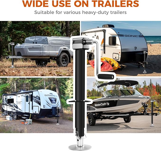 6000 LBS A-Frame Trailer Jack, Height Range 9"-40.5" RV stabilizer Jacks with Drop Leg & Ergonomic Handle,Manual & 20–24V Drill-Powered Operation, Suitable for RV, Utility, Yacht Trailers