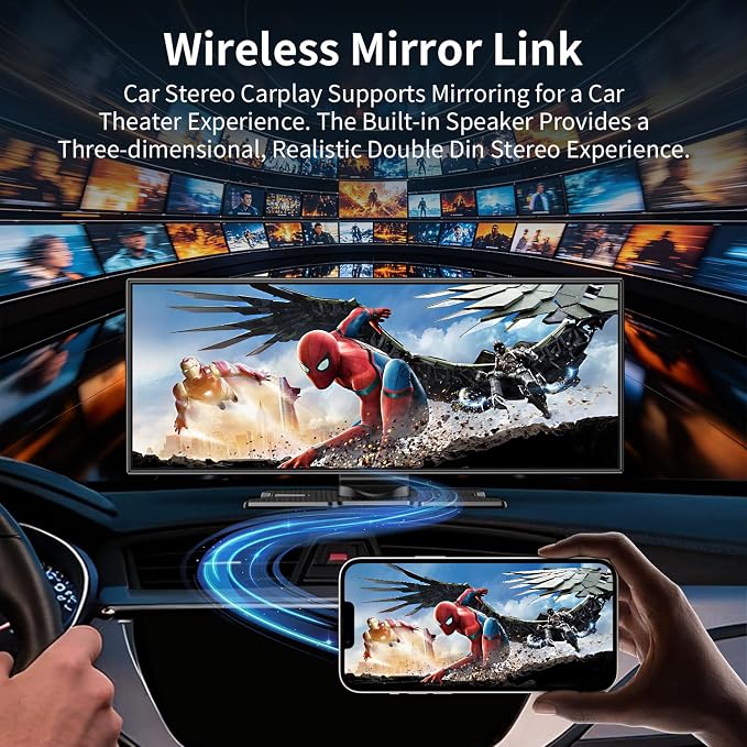 11.5" Largest Wireless Carplay Screen for Car, Portable Apple Carplay & Android Auto Touch Screen,1080p Backup Camera/Mirror Link/Voice Control/GPS/Bluetooth,for All Vehicles