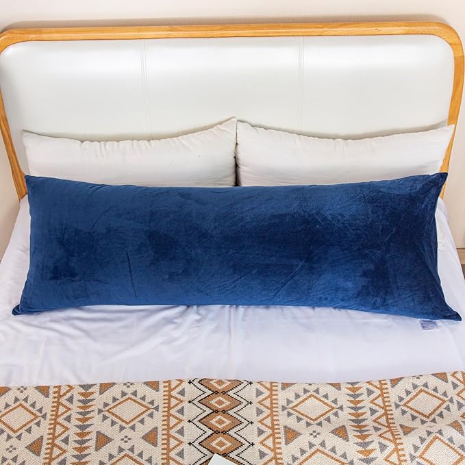 1 MIDDLE ONE Body Pillow, Memory Foam Body Pillows for Adults Sleeping, Long Pillow for Bed, Big Large Firm Full Body Pillow for Side Sleeper, 20x60 Inch (Navy Blue)