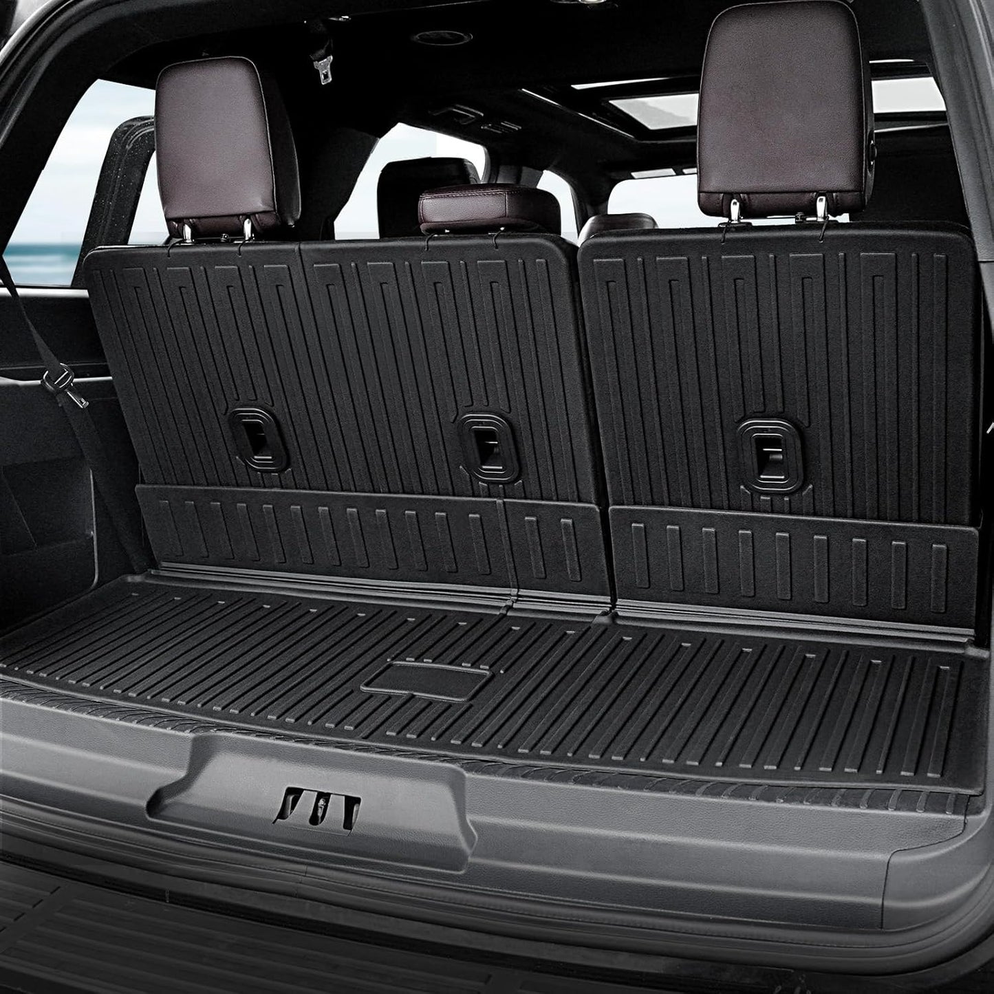 Floor Mats Set for 2018-2024 Ford Expedition/Lincoln Navigator 7 Seats Accessories, Full Coverage All Weather Cargo Mat with Backrest Protectors & Door Sill Guards (Not fit Max or L Model)