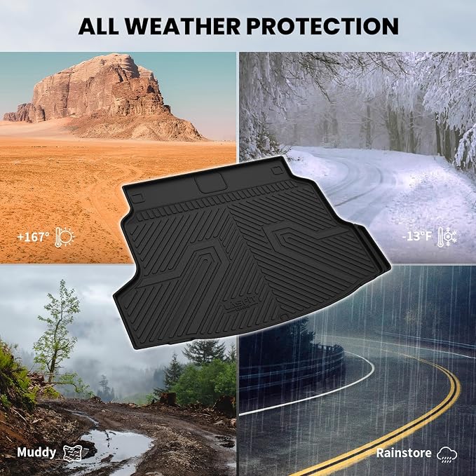 LASFIT Trunk Mat for Honda Civic Hatchback Sport 2017-2021, All Weather TPE Custom Fit Trunk Liner Trunk Tray Cargo Mat Cargo Liner Cargo Tray
