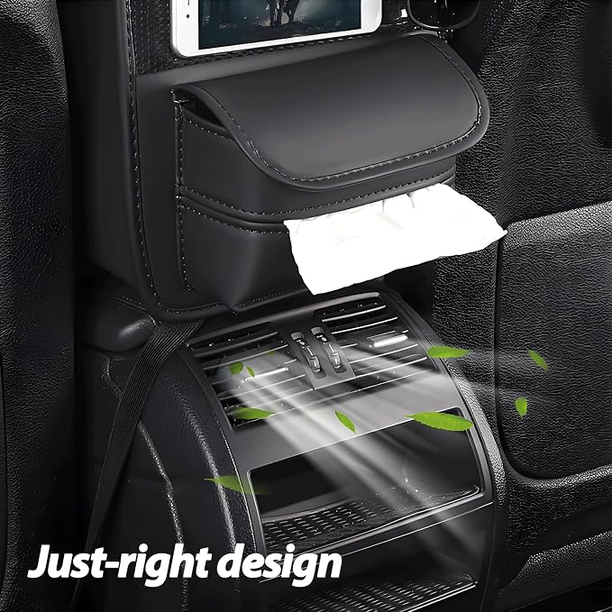 Car Organizer Storage Between Seats, Premium Leather Car Storage Bag Pocket Handbags Purse Holder with Tissue Box, Touch Screen Phone Holder, Console Front Seat Storage Barrier (Brown)