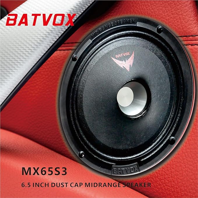 MX65S3 Loudspeaker 6.5 Inch Midrange 400 Watts 4 Ohms Silvery Bullet, Premium Quality Audio Door Speakers for Car or Truck Stereo Sound System, Black (2 Speaker)