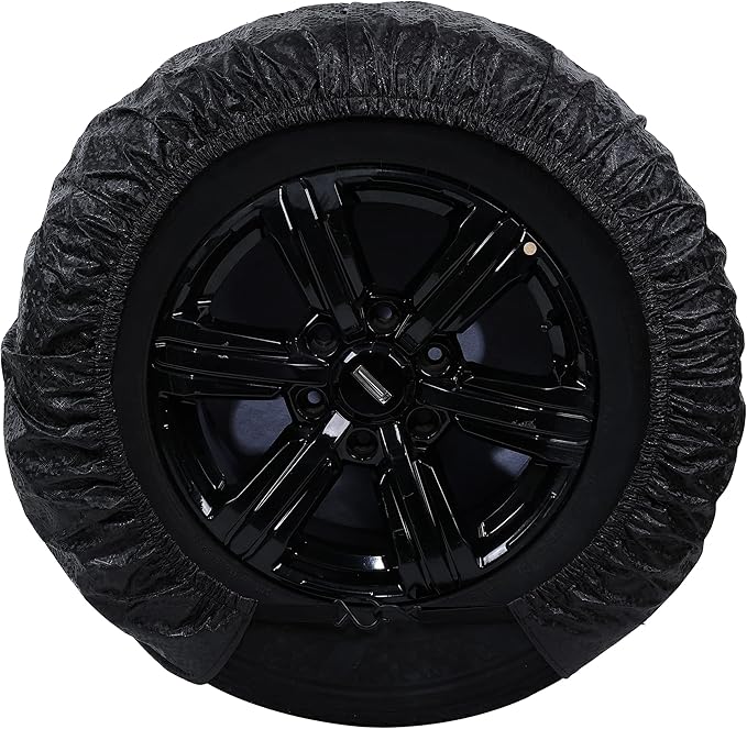 MOONET Tire Covers for RV Wheel (4 Pack Black), Oxford Waterproof UV Sun Protectors for Motorhome Boat Trailer Camper Van SUV,D74cm x H28cm for Diameter 27"-29"