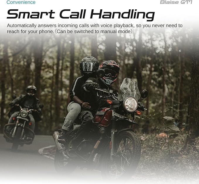 Blaise GT1 Upgraded Motorcycle Helmet Bluetooth Headset Intercom 2 Riders Music Share Helmet Communication System IPX6 Waterproof (Upgraded-Single Pack-Black)