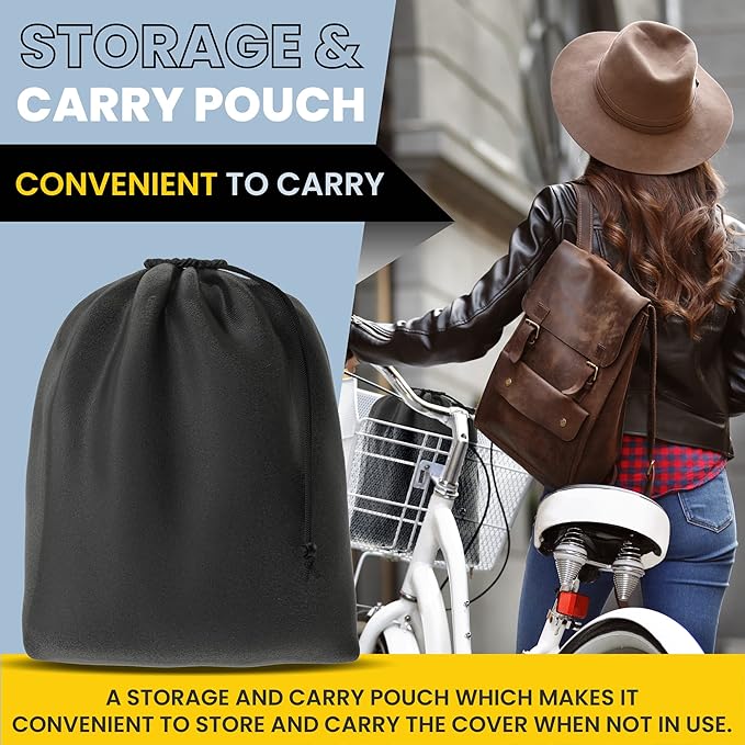 Waterproof Bicycle Cover for Outdoor Storage - Fits 1 or 2 Mountain, Road, Electric Bikes - Anti Theft Lock Holes for Frame Body & Wheels - Premium Heavy Duty Ripstop Fabric. For Rain or Snow.