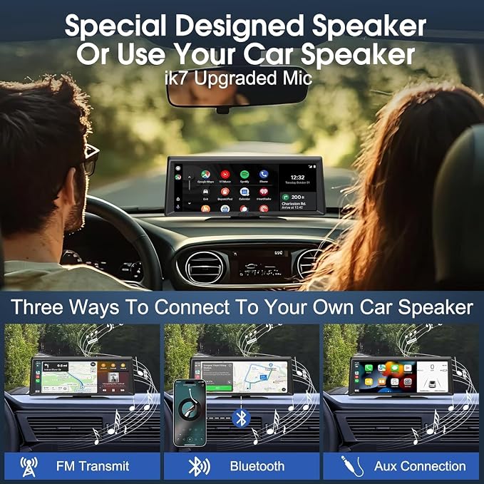Wireless CarPlay Screen,8.1" Portable Touch Screen Car Stereo with 2K Dash