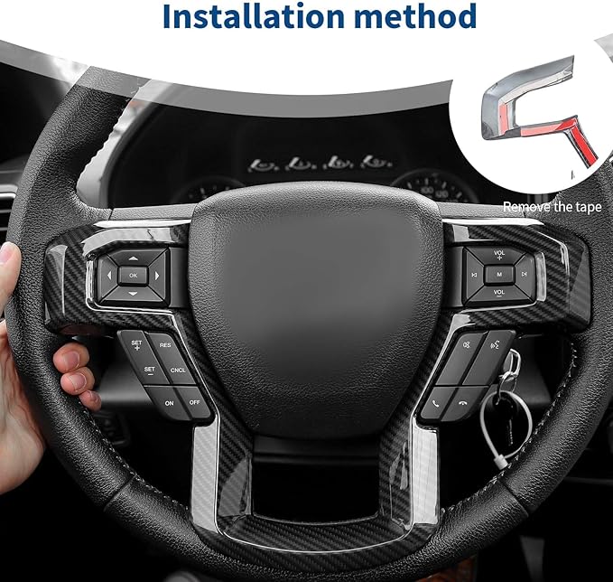 for F150 Inner Door Grab Handle Trim Cover Steering Wheel Panel Trim for Ford F150 2015-2020 Carbon Fiber Interior Accessories 5pcs