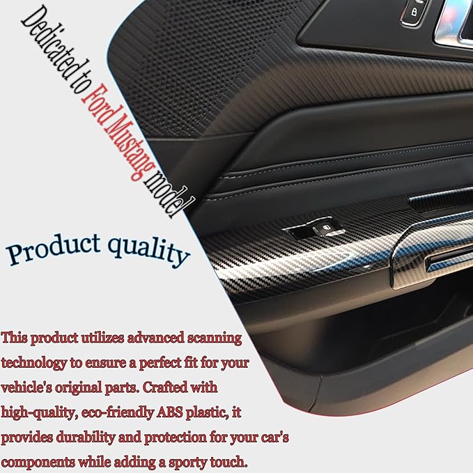 MUXEE Armrest Window Switch Panel Cover,for Ford Mustang 2015-2026,Door Window Control Panel Cover Car Sport Interior Accessories - Carbon Fiber