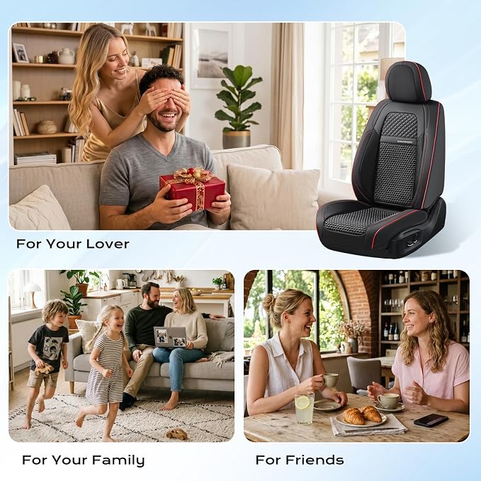 Coverado Seat Covers, Car Seat Covers 5 Seats, Luxury Leather Seat Protectors, All-Weather Protection, Blue Auto Seat Covers Full Set Universal Fit for Most Vehicles SUV Truck Sedan