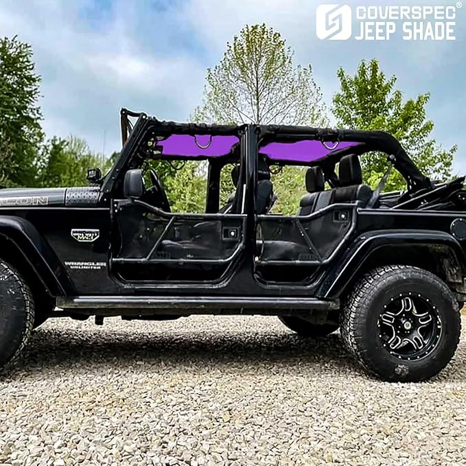 JK Sun Shade Top Compatible with Jeep Wrangler 4 Door 2007 to 2018 Sunshade Sunroof Bikini Cover Blocks UV Wind Noise Purple Mesh for Full Length