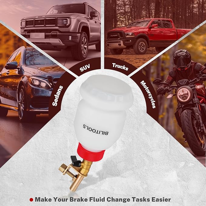 BILITOOLS 1L Brake Fluid Refilling Bottle, Master Brake Cylinder Bleeder Dispensing Automotive Tool, Universal Fit, Easy Operation for Cars, Motorcycles, ABS Systems