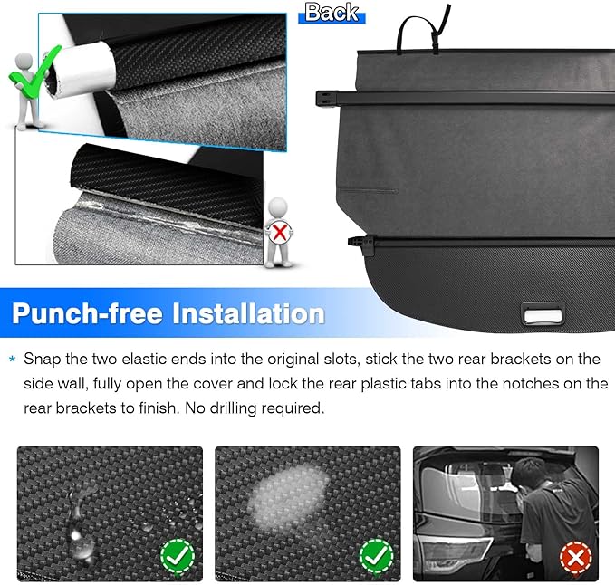 Powerty Retractable Cargo Cover for 2017-2022 Honda CRV-Canvas Texture Trunk Cover Privacy Screen Rear Security Shade for CR-V Accessories (Not for Honda HRV)