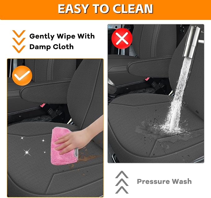 Front Bucket Seat Covers Compatible with 2013-2020 Dodge Ram Promaster Van, Armrest on Drivers Only, Breathable Automotive Cover Cushion Accessories, Charcoal