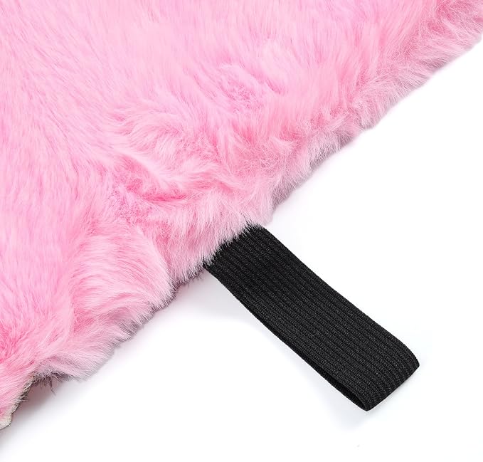 X AUTOHAUX Universal Car Seat Cover Set Car Seat Cushion for Front Rear Seat Shearling Wool Seat Mat Pink 1 Set