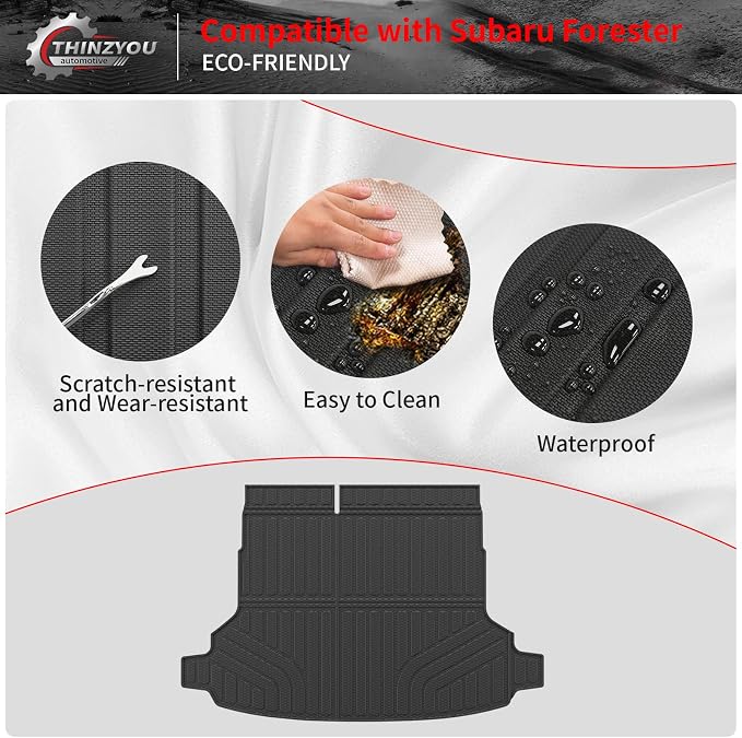 Cargo Mat Compatible with 2025 2026 Subaru Forester NO Hybrid Trunk Mat Cargo Liner Trunk Liner TPE All Weather Back Seat Cover Protector Forester Accessories (Trunk Mat+Backrest Mats)