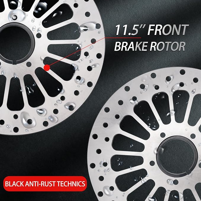 11.5'' Front Brake Rotor Dsic 2PCS Kit Compatible with Harley Sportsters Davidson Softail Dyna Early Super Glide Motorcycle, Update 420 Stainless Steel Rotor Motorcycle Brake Disc