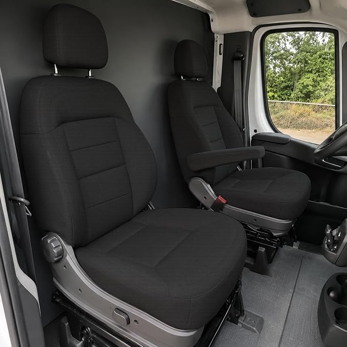 Seat Covers for Promaster Van 2013-2024 Front Bucket Seats with an Armrest Soft and Washable - Black