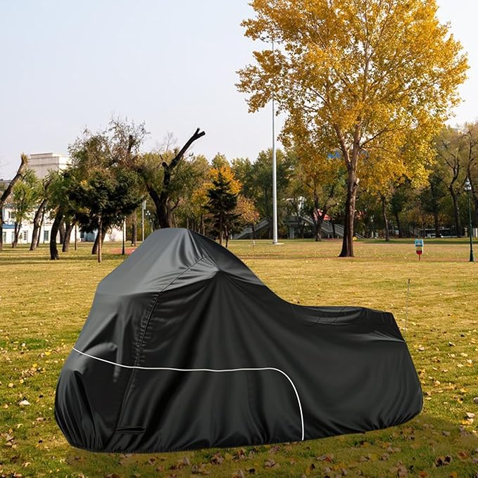 Motorcycle Cover fits for Harley Davidson Road King Road Glide Electra Glide Low Rider-ST HD Goldwing, All Weather Cruiser Motorcycle Cover, Black
