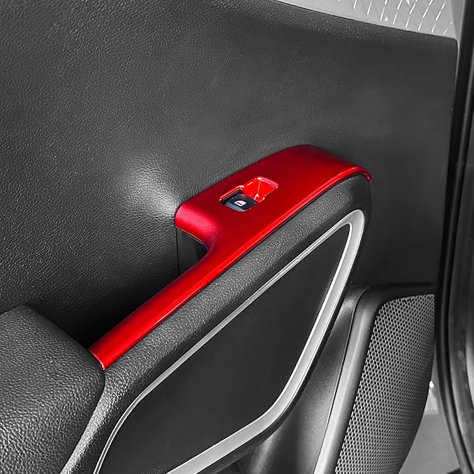 YOUTOOCAR 4PCS Window Switch Panel Trim Covers Compatible with Kia Soul 2022-2026 Accessories (Red)