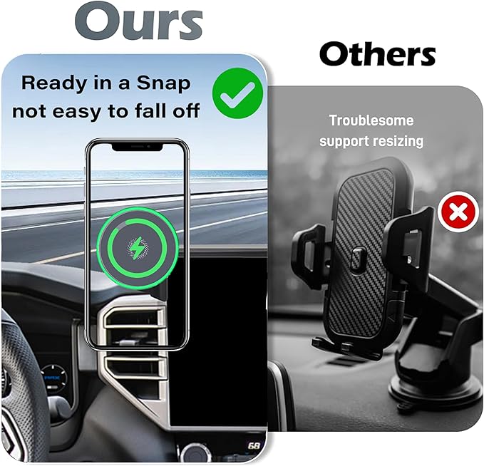 Car Phone Holder for 2022-2026 Toyota Tundra/2023 2024 2025 2026 Toyota Sequoia Accessories 15W Fast Wireless Charger Screen Fixed Clip Cell Phone Mount Hands-Free 360 ° Rotation(14 Inch)