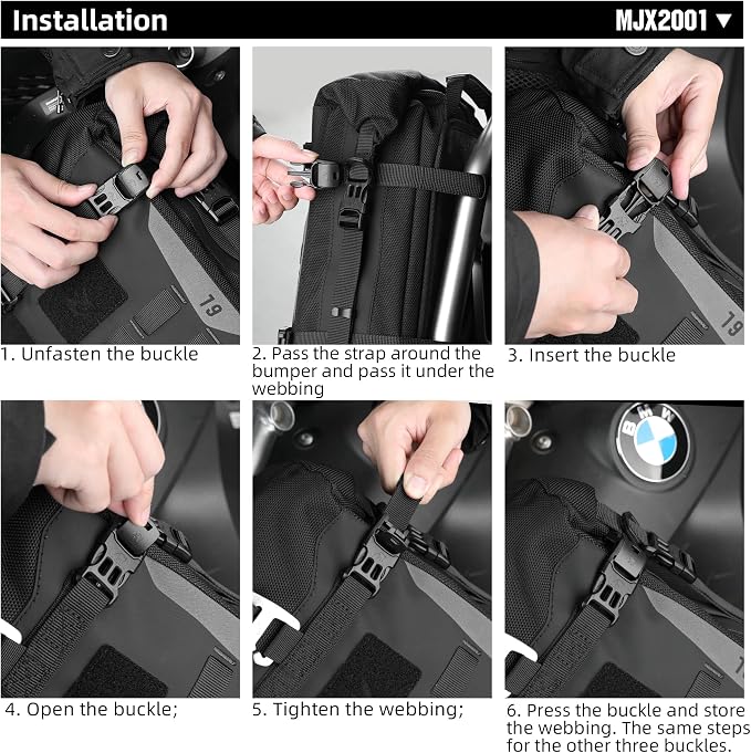 Motorcycle Crash Bar Bag 7L Waterproof Motorbike Side Pannier Bag with MOLLE System Tail Luggage for Adventure Touring Bikes Black 1pc