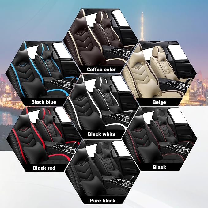 CTDS Car Seat Covers for Chevy Equinox 2005-2026, Stylish Sport Seat Cover, Premium Nappa Leather Car Seat Cover. Automobile Seat Covers Sets.(Luxury 2 Seats/Black)