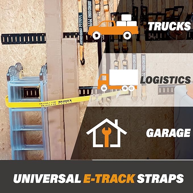 2 Pack E-Track Ratchet Straps 2" x 16' x 4,400 lbs Strength for Cargo Tie Down in Enclosed Trailer & Van by KODIAK STRAPS
