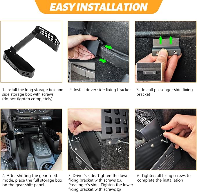 MAIKER Upgrade JK Metal Gear Shift Storage Box Center Console Hanging Box Gear Tray Compatible with 2011-2018 Jeep Wrangler JK JKU 4-door, Tactical Style