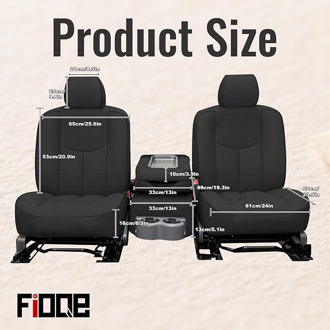 Front Thickened Composite Fabric Seat Covers for Chevy Silverado GMC Sierra 1500 1999-2006 & Classic,Foam-Padded Protection-Black