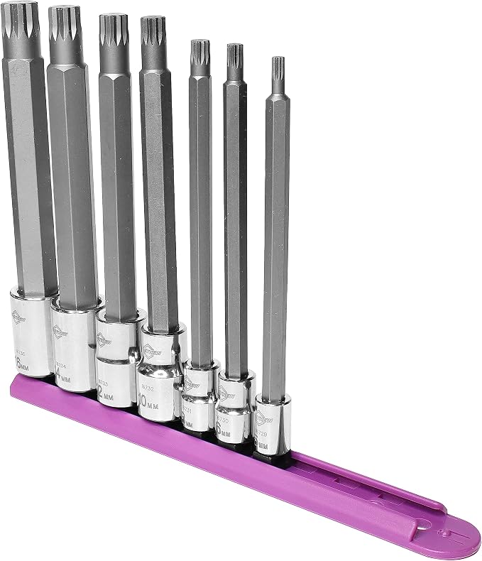 Mayhew Tools 16047 Triple Square Insert Socket Bit Set, Chrome, 7-Piece Long-Length