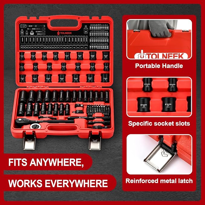 3/4" Impact Socket Set, 22PCS 6-Point SAE (3/4" to 2"), Cr-Mo, with Adapters, Quick Release Ratchet, Extension Bar & Storage Case (92-Piece 3/8" Drive Impact Socket Set SAE)