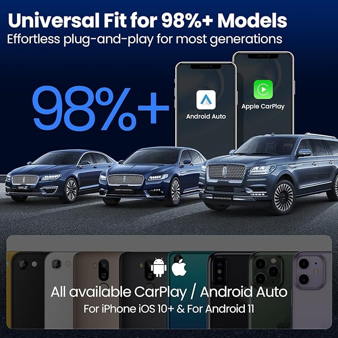 Wireless CarPlay Adapter2026 Upgraded – Suitable for Apple iPhone & Android, with Compact Size, Plug-and-Play Convenience, and Fast, Stable Connection for CarPlay & Android Applications