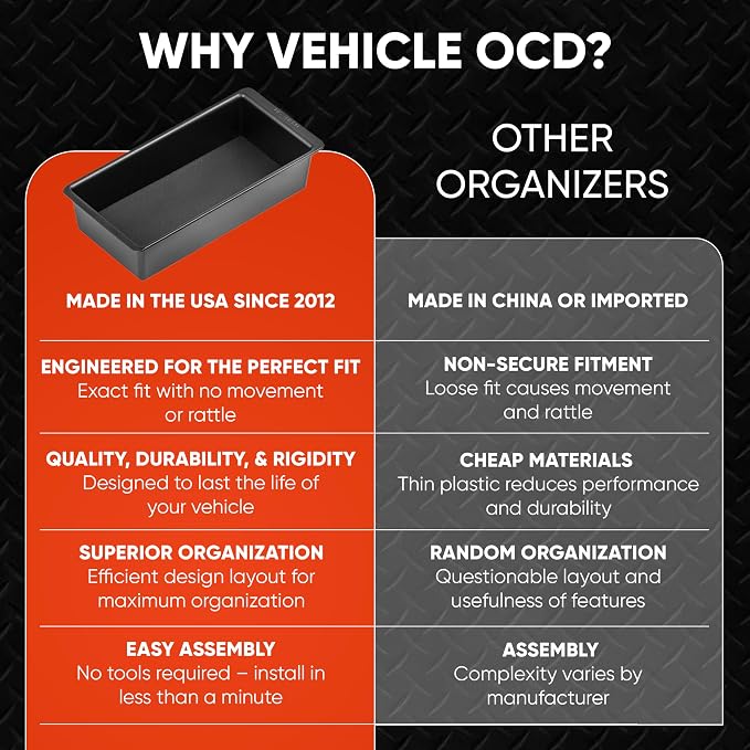 Vehicle OCD - Center Console Organizer Tray for Toyota Tacoma (2005-2015) and (2016-2023) - Made in USA - SLX133