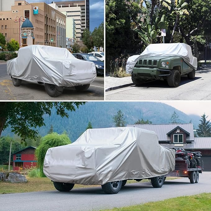 SEAZEN Car Cover 6 Layers, Waterproof Truck Car Cover, Snowproof/UV Protection/Windproof, Universal Car Covers Breathable Fabric with Cotton (Length Up to 210")