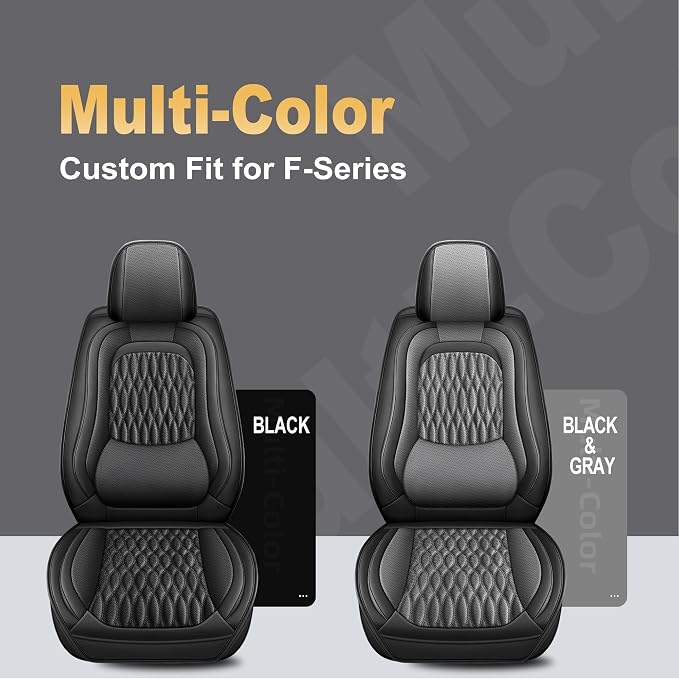 for Ford 2025 2026 F150 Seat Covers 2009-2026 F250 F350 F450 2017-2026 | Premium Handmade Leather Waterproof Fits Not Only SuperCrew Lightning King Ranch Platinum Tremor SVT Raptor