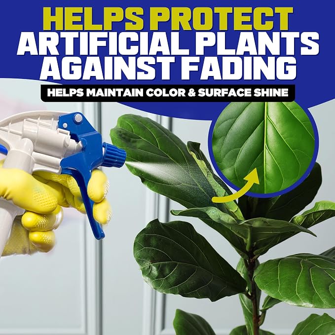 UV Protection Spray for Outdoor Surfaces – Helps Reduce Fading, Cracking, and Stains – Non-Greasy, Matte Finish – Includes Sprayer & Towel – Use on Vinyl, Plastic, Rubber, Artificial Plants